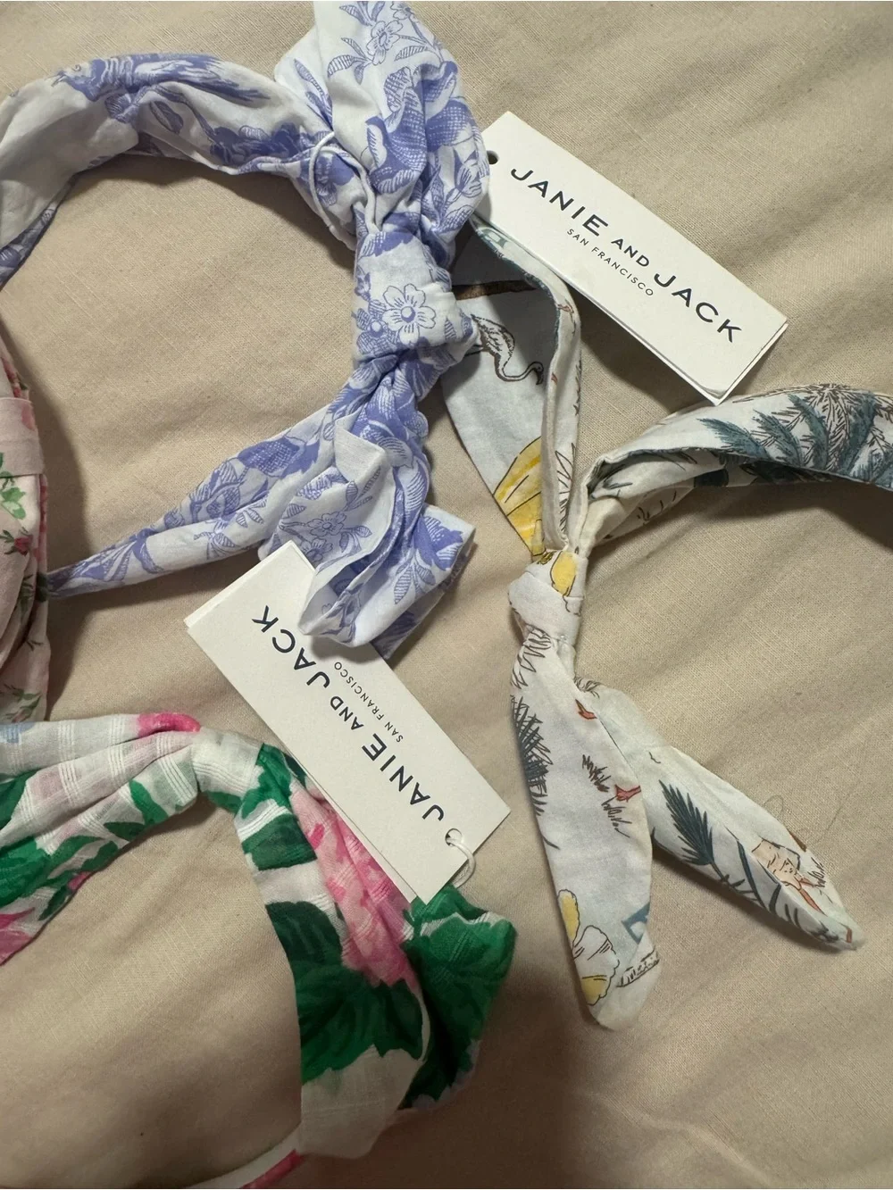 Janie and Jack Floral Knotted Headband Set - Blue, Green, Pink, Cream
